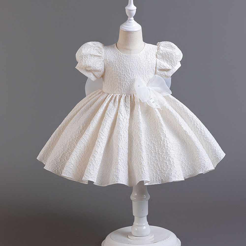Baby Xmas Clothing - Superparel Strik Meisje Kinderjurk Bladerdeeg Mouw