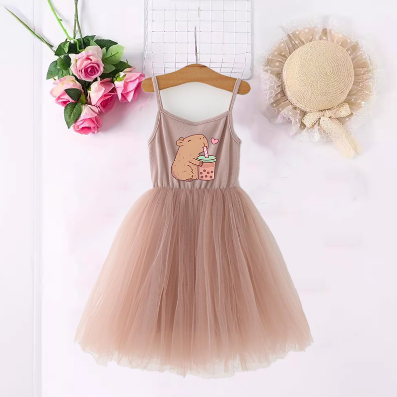Baby Clothing For Summer - Capibara Meisjes Jurken Anime Gedrukt Schattige