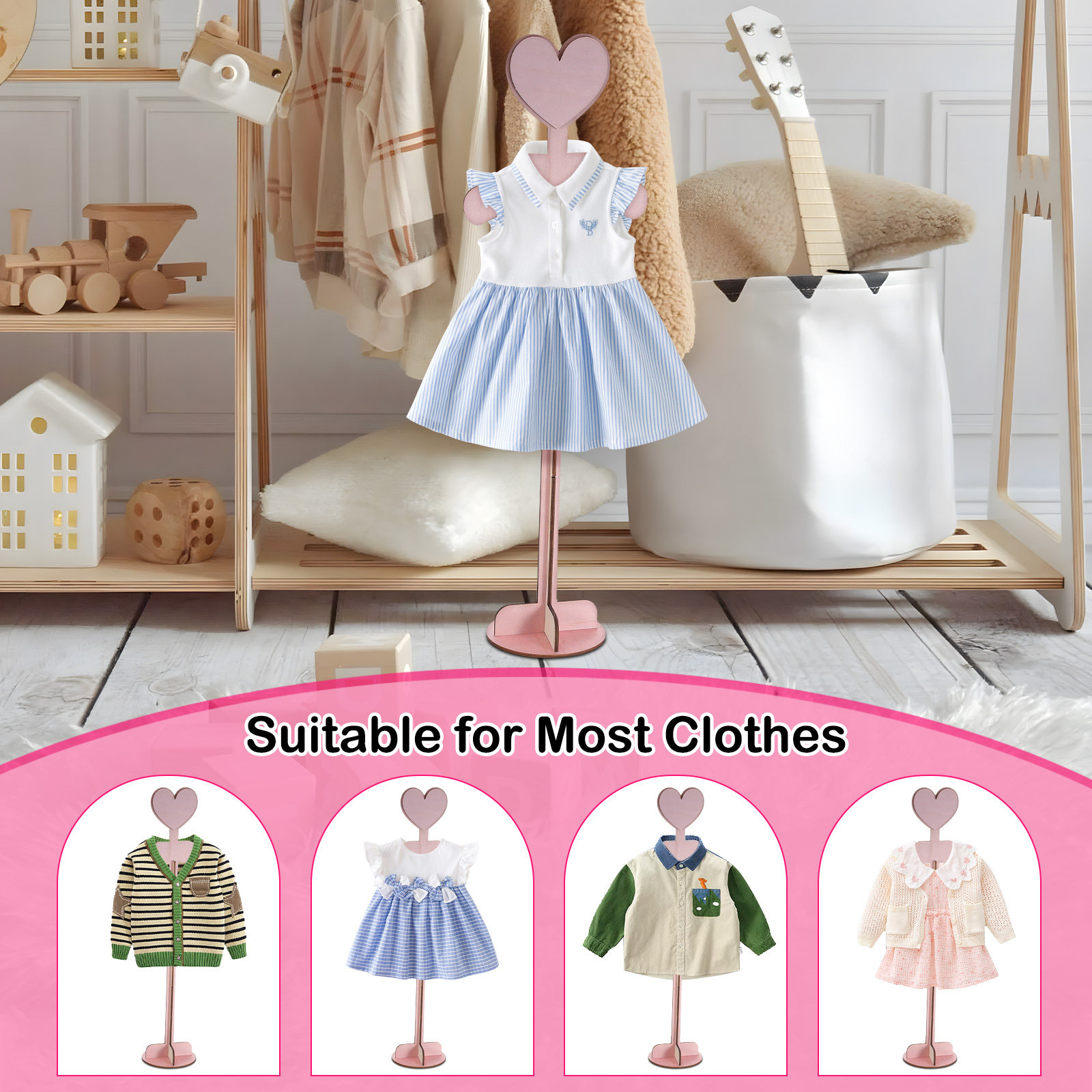 Houten babykledingdisplayrek v - Baby Shop Clothing recensie en prijs